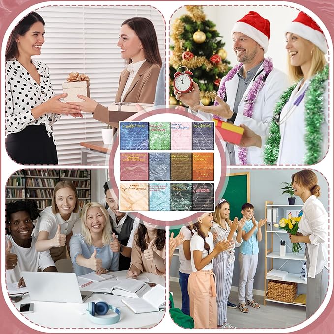 Yinder 24 Pcs Employee Appreciation Sticky Notes Xmas Gift Bulk Motivation Note Pads Mini Inspirational Note Gift for Teacher Nurse Staff Coworker Office Supply 3 x 3'' (Appreciation,Marble)
