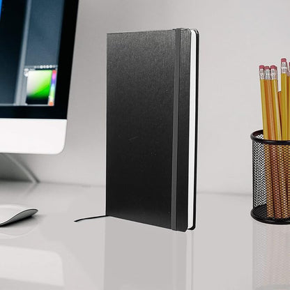 DISCOUNT PROMOS Hardcover Notebook Journals with Elastic Colored Band Set of 6, Bulk Pack - Perfect for School, Office, Home - Black