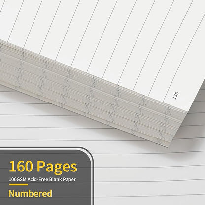 Annecy Lined Journal Notebook, Hardcover Leather Journal for Women & Men, 160 Numbered Pages, Medium 5.5" x 8.25", 100 GSM Thick Paper, Pink