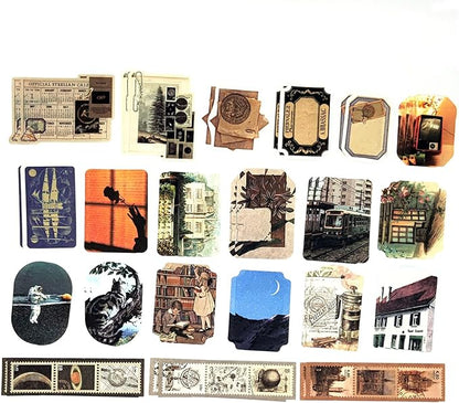 200PCS Vintage Scrapbooking Supplies Pack, Aesthetic Scrapbook Sticker Paper Art Journaling Kit for Bullet Junk Journals,Planner,Cottagecore Decor Gifts (Space)