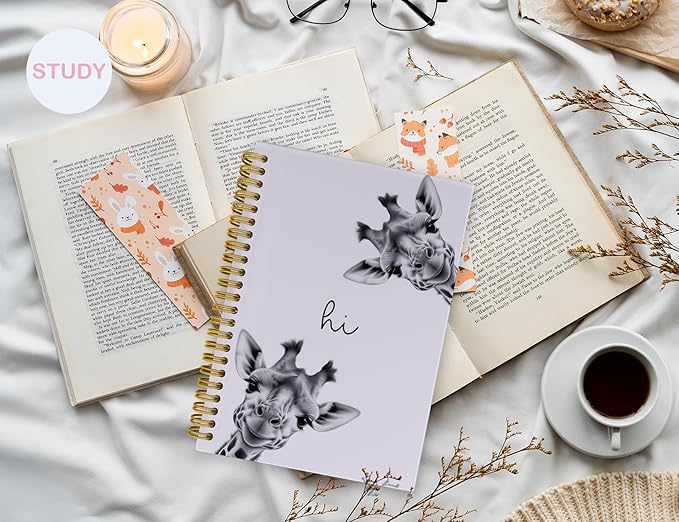 Giraffe Notebook Journal,Purple Cute Animal Notebook Journal for School Women Teen Girls Kids,Gifts for Giraffe Lovers,Hardcover Spiral Notebooks for Work Notes Journaling,5.5x8.3 Inch