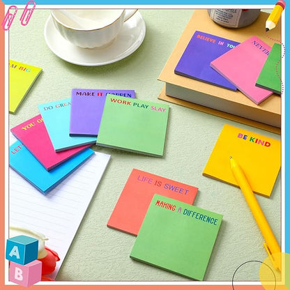 Yinder 24 Pcs Inspirational Sticky Notes Christmas Stocking Stuffers Motivational Sticky Notes Pad Employee Appreciation Gift Bulk for Teacher Nurse Coworker Office 3 x 3'' (Motivational,Bright Color)