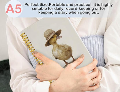 Duck Notebook Journal,Cute Animal Notebook Journal for School Women Teen Girls Kids,Gifts for Duck Lovers,Hardcover Spiral Notebooks for Work Notes Journaling,5.5x8.3 Inch