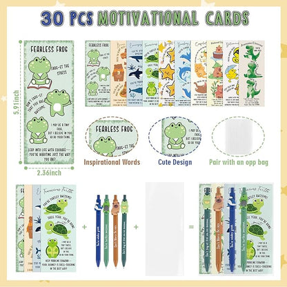 Eersida 30 Sets Inspirational Ballpoint Pens Bulk Funny Animal Cute Pens Employee Appreciation Gifts with Positive Bookmarks for Coworkers Teacher Nurse Team Staff Christmas