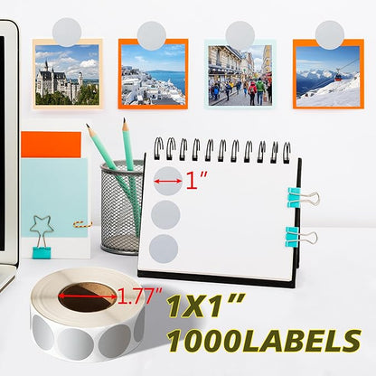 PARLAIM 1 Inch Round Permanent Adhesive Color-Code Dot Stickers,1000 per Roll dots Label Dispenser Box,Silver Circle Stickers Label for Office