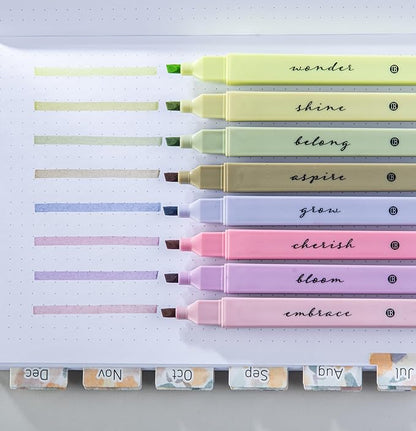 DIVERSEBEE Bible Highlighters with Soft Chisel Tip, 8 Pack Assorted Colors Pens No Bleed, Quick Dry, Cute Aesthetic Markers, Bible Study Journaling Supplies and Accessories (Figs)