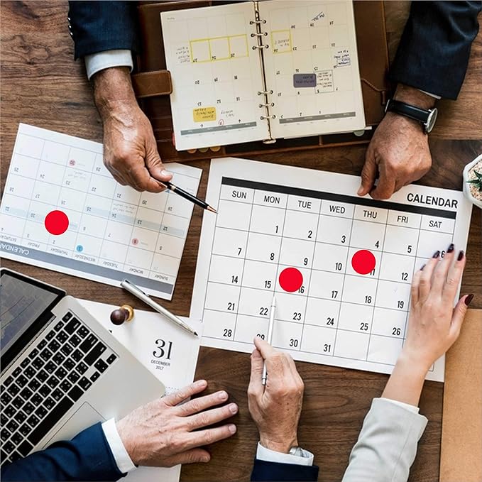 PARLAIM 1 Inch Round Permanent Adhesive Color-Code Dot Stickers,1000 per Roll dots Label Dispenser Box,Red Circle Stickers Label for Office Classroom (Red)