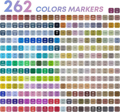 Taotree Alcohol Markers 262 Colors with Case & Holders, Dual Tips Art Coloring Markers Pens, Chisel & Fine Sketch Pens Art Supplies for Artist Kids Adult Coloring Books Drawing, Painting, Sketching