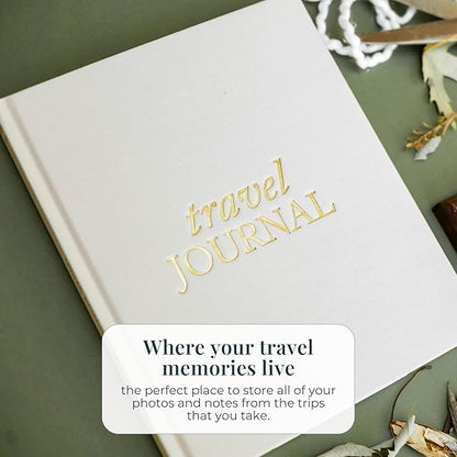 DUNCAN & STONE PAPER CO. Travel Journals - Elegant Journaling Notebook To Record All Your Travel Fun, & More - 110 Page Linen Hardcover Journal For Up To 15 Trips (Sage Green)