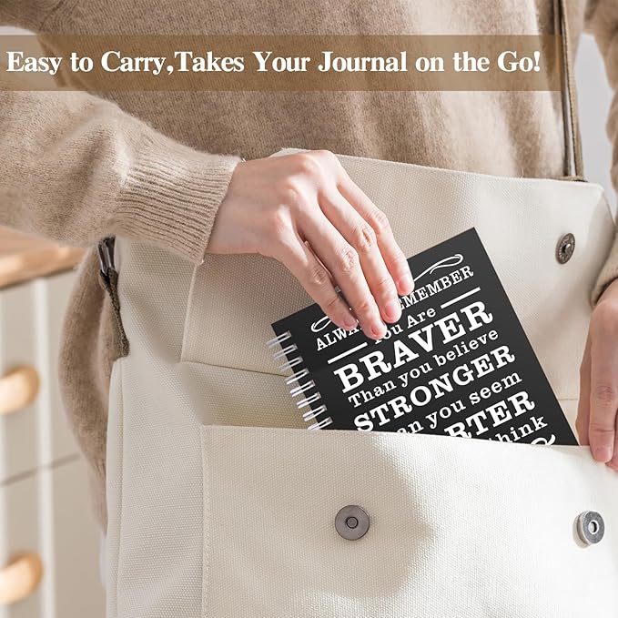 4Pcs A5 Spiral Notebook,Inspirational Journal,Motivational Journal for Women Men,100 Pages Lined Spiral Journal Notebook College Ruled Daily Diary for School,Travel,Business,Work (4Pcs Always-Black)