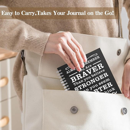 4Pcs A5 Spiral Notebook,Inspirational Journal,Motivational Journal for Women Men,100 Pages Lined Spiral Journal Notebook College Ruled Daily Diary for School,Travel,Business,Work (4Pcs Always-Black)