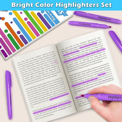 Duchong Highlighters, 30 Packs Purple Highlighter Bright Colors Bulk, Chisel Tip Dry-Quickly No Bleed Highlighter Markers for Adults Kids, Office Classroom Must Have, School Supplies for Teachers