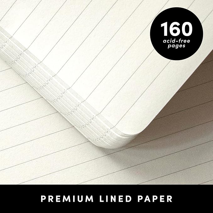 PAPERAGE Lined Journal Notebook, 10 Pack, (Black), 160 Pages, Medium 5.6 in x 8 in - 100 GSM Thick Paper – Hardcover Journaling Notebook for Work, School & Note Taking