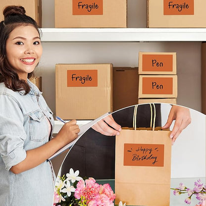 Rectangular Color Coding Packing Labels 3X5 Inch 250 Per Roll, Tan Moving Stickers for Boxes Color Coded, Packing Labels Stickers for Inventory Warehouse