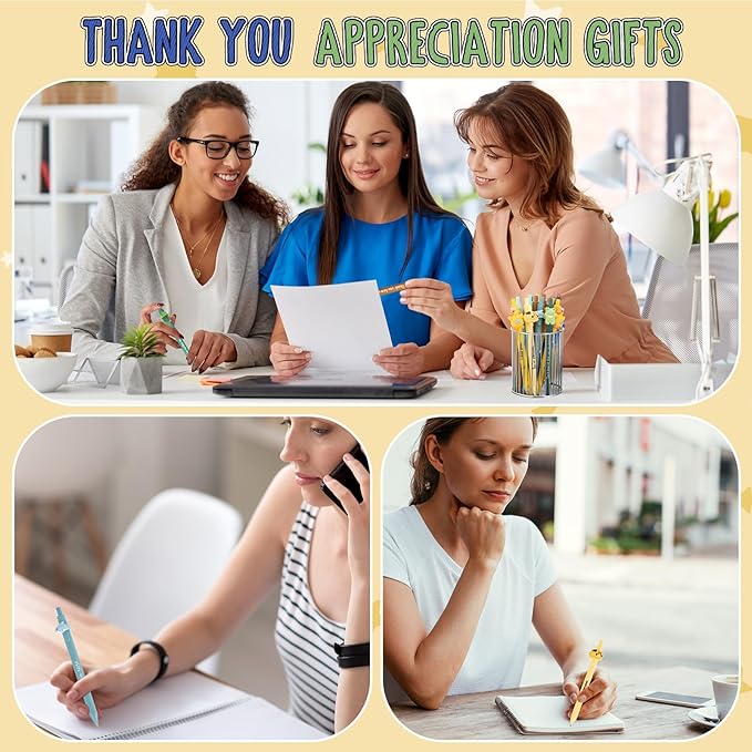 Eersida 100 Set Inspirational Ballpoint Pens Bulk Funny Animal Cute Pens Employee Appreciation Gifts with Positive Bookmarks for Coworkers Teacher Nurse Team Staff Christmas