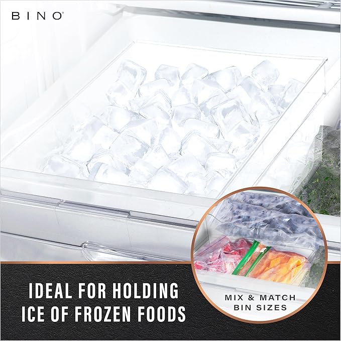 BINO | Plastic Storage Bins, Medium | THE HANDLER COLLECTION | Multipurpose Organizer Bins | Kitchen Pantry Organizers and Storage | Clear Containers for Organizing Home | Freezer Organizer