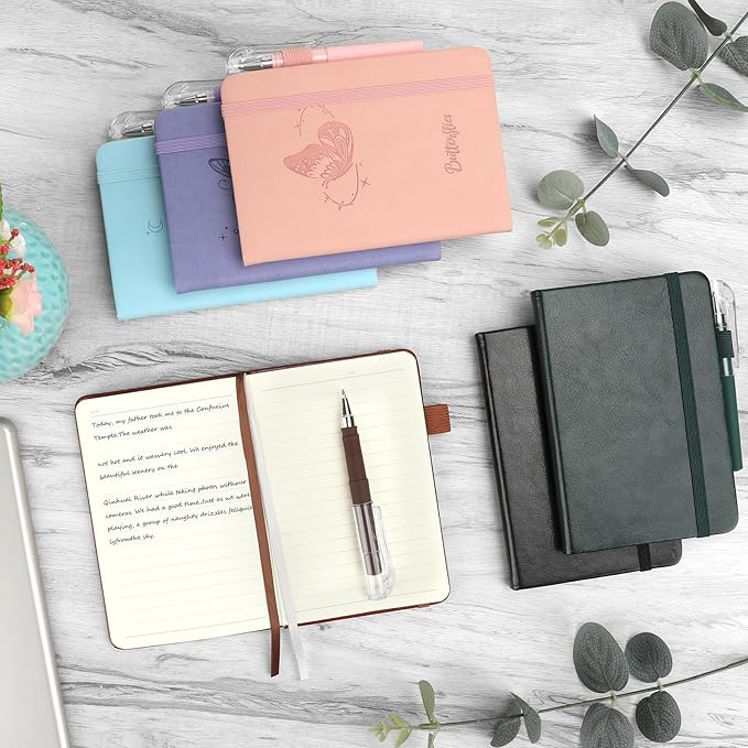 Pocket Small Notebook Journals, 8 Pack (Silver Gray) Mini Notebook 3.7x5.7 Journaling Notebooks for Women Men, Hardcover Lined Note Pads with Pens for Work, Business, Travel Journal, Office Supplies