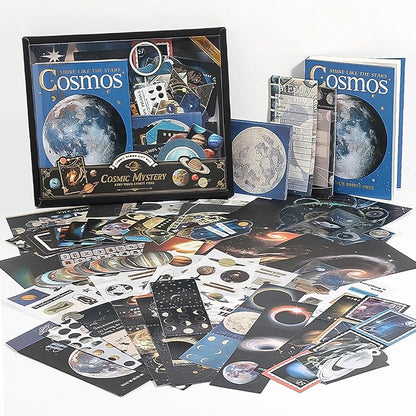 Draupnir Scrapbooking Supplies Kit, Aesthetic Cosmos Scrapbook Kit for Junk Journal, Stationery, Bullet A6 Grid Notebook DIY Scrapbook Birthday Craft Gift for Teen Girl Kid Women