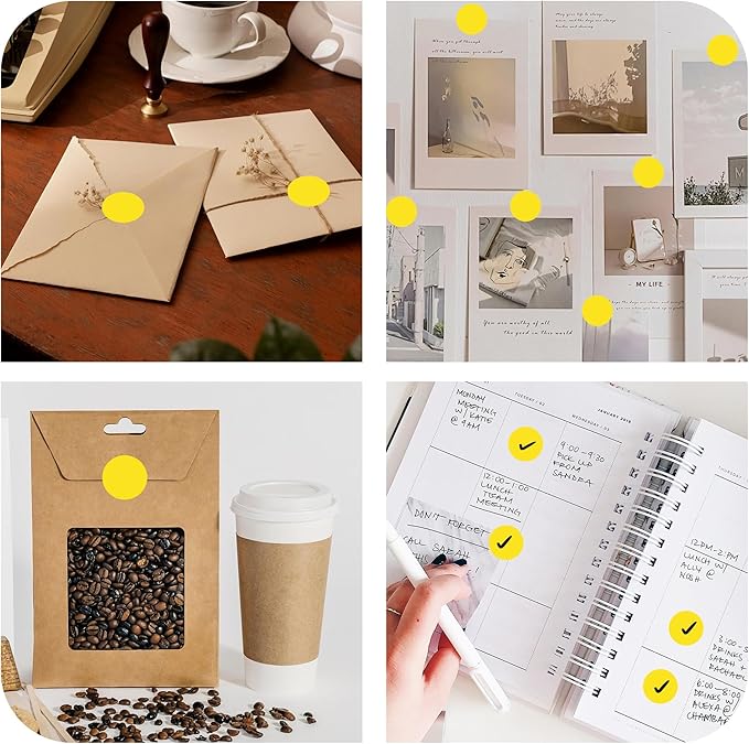 PARLAIM 4 Rolls 4000PCS 1 inch Round Color Coding Circle Dot Labels,Color- Coding Label Sticker for Home Office Classroom(Yellow)