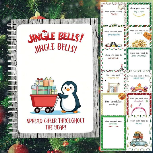 Christmas Gift Card Book - Surprises on Every Page, DIY Spiral-Bound Merry Christmas College Survival Kit, Greeting Card Book for Students & Graduation Gifts (S25)