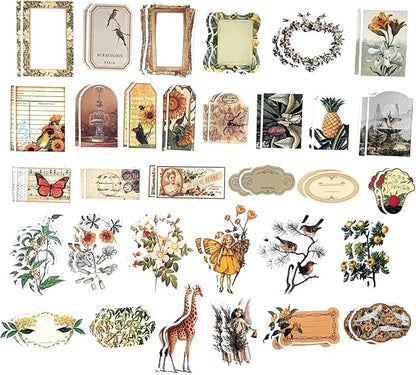 200PCS Vintage Scrapbooking Supplies Kit for Journaling, Scrapbook Sticker Paper Pack for for Bullet Journals Junk Journal Planners Aesthetic Cottagecore Room Decor Wall Art Collage Album