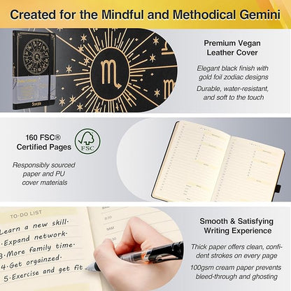 Scorpio Zodiac Astrology Undated Monthly Weekly Daily Planner Journal Notebook Hardcover A5 5.7" x 8.3" 160 Pages 100GSM Paper 2025 2026 2027 Holidays Calendar