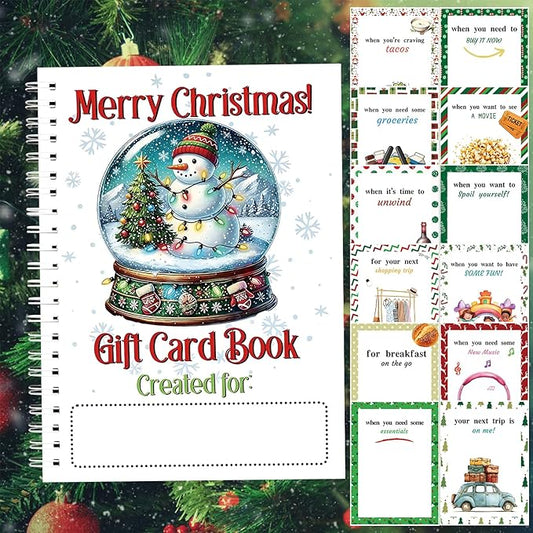 Merry Christmas Gift Card Holder Book - DIY Spiral-Bound with Surprises, College Survival & Graduation Gift, Greeting Card Keeper for Holidays （S15）