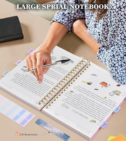 Pink Spiral Notebook Journal,360 Pages College Ruled Notebook, Lined Thick Journals for Women Men,A5 Thick Spiral Journal for Writing,100GSM Paper, Spiral Notebooks for Work School 5.5"x8.5"