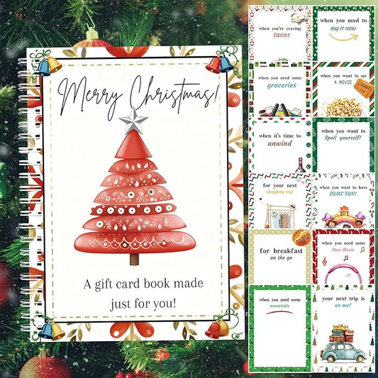 Christmas Gift Card Book - Surprises on Every Page, DIY Spiral-Bound Merry Christmas College Survival Kit, Greeting Card Book for Students & Graduation Gifts (S7)