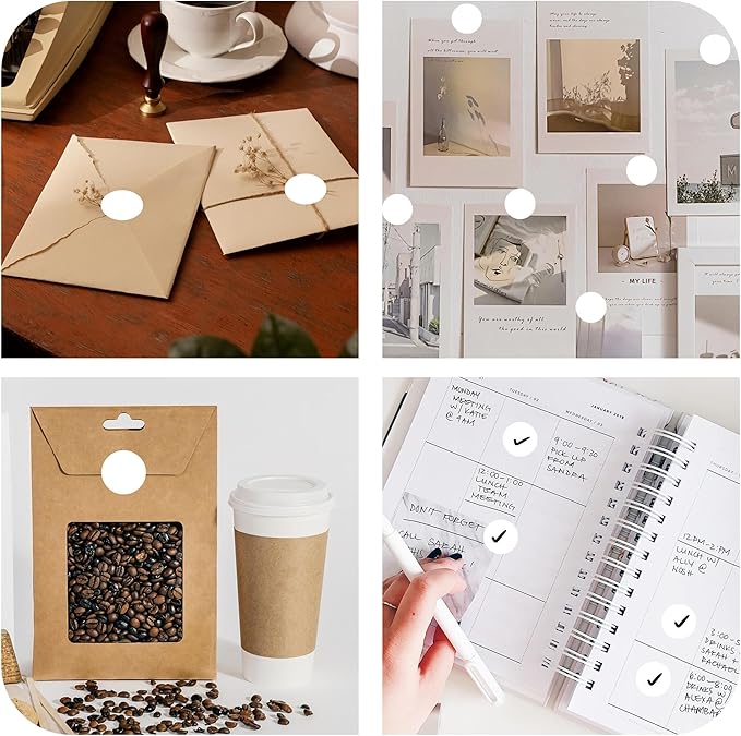 PARLAIM 4 Rolls 4000PCS 1 inch Round Color Coding Circle Dot Labels, Color- Coding Label Sticker for Home Office Classroom(White)