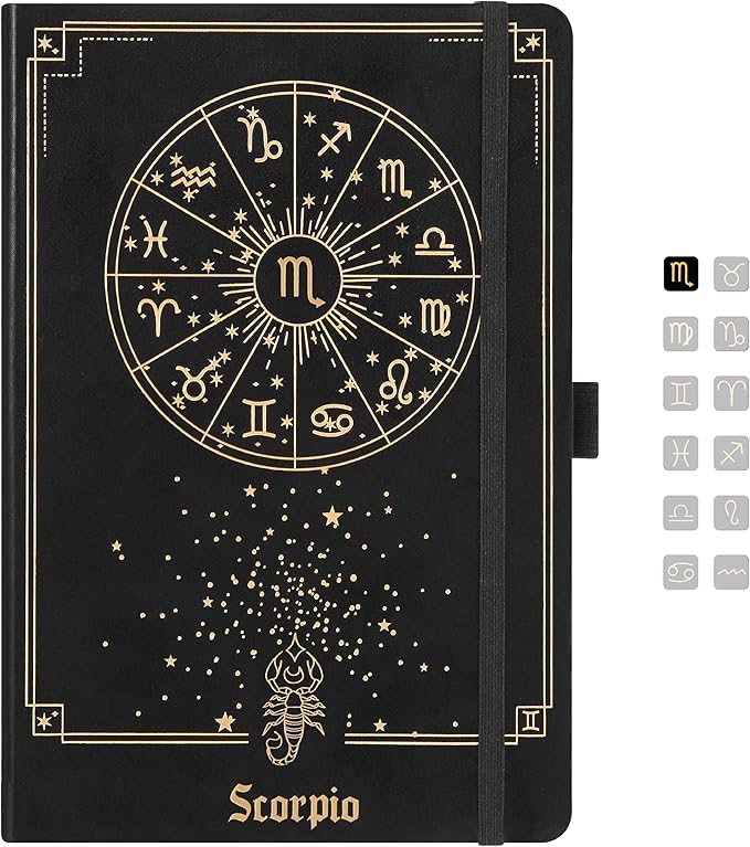 Scorpio Zodiac Astrology Undated Monthly Weekly Daily Planner Journal Notebook Hardcover A5 5.7" x 8.3" 160 Pages 100GSM Paper 2025 2026 2027 Holidays Calendar