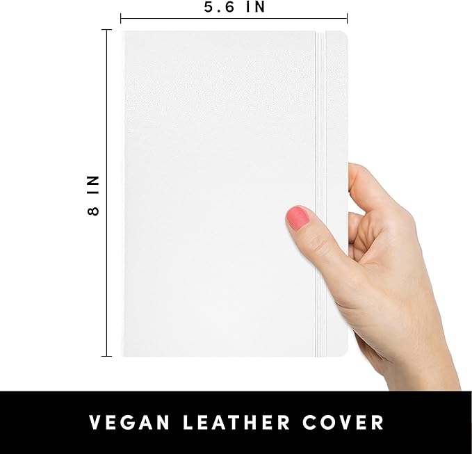 PAPERAGE Lined Journal Notebook, (White), 160 Pages, Medium 5.6 in x 8 in - 100 GSM Thick Paper – Hardcover Journaling Notebook for Work, School & Note Taking