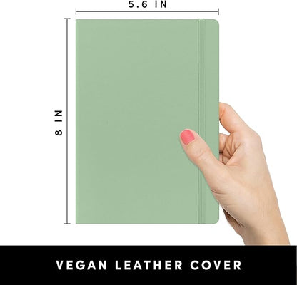 PAPERAGE Dotted Journal Notebook, (Sage Green), 160 Pages, Medium 5.6 in x 8 in - 100 GSM Thick Paper – Hardcover Journaling Notebook for Work, School & Bullet Journaling