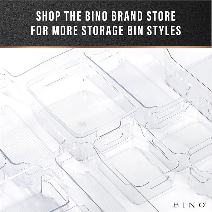 BINO | Plastic Storage Bins, Medium | THE HANDLER COLLECTION | Multipurpose Organizer Bins | Kitchen Pantry Organizers and Storage | Clear Containers for Organizing Home | Freezer Organizer