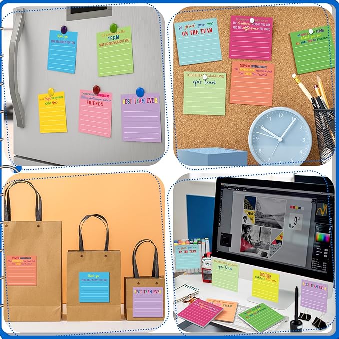 Yinder 24 Pcs Inspirational Sticky Notes Christmas Stocking Stuffers Motivational Sticky Notes Pad Employee Appreciation Gift Bulk for Teacher Nurse Coworker Office 3 x 3'' (Thank You,Dark)