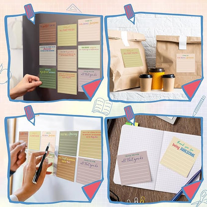Yinder 24 Pcs Employee Appreciation Sticky Notes Xmas Gift Bulk Motivation Note Pads Mini Inspirational Note Gift for Teacher Nurse Staff Coworker Office Supply 3 x 3'' (Appreciation,Boho Color)