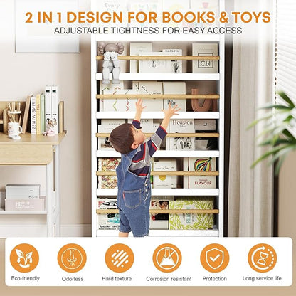 Book Shelf, Kids Bookshelf, Wall Bookshelf - 2/3/4/5/6 Tier Bookcase for Children's Books and Toys for Bedroom, Study or Living Room (Log Color)