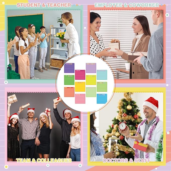 Yinder 24 Pcs Inspirational Sticky Notes Christmas Stocking Stuffers Motivational Sticky Notes Pad Employee Appreciation Gift Bulk for Teacher Nurse Coworker Office 3 x 3'' (Inspirational,Dark Color)