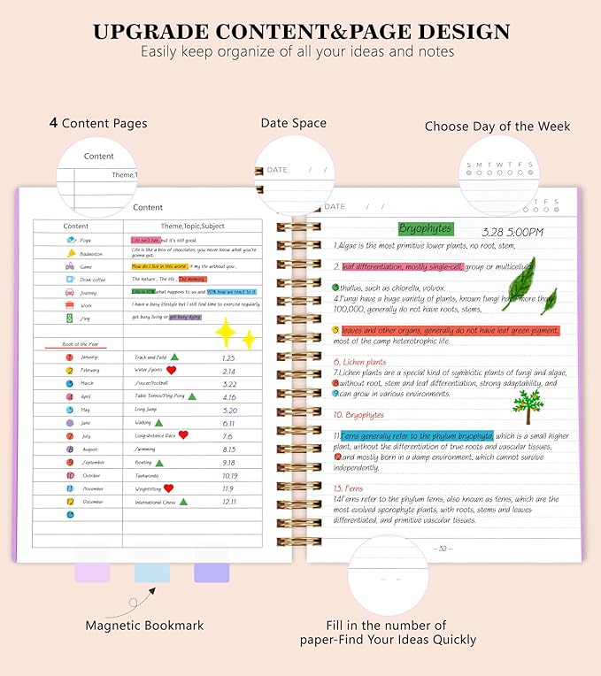 Spiral Notebook Journal College Ruled, 360 Pages Lined Thick Journals for Women Men, B5 Big Notebooks with 100GSM Paper, Spiral Bound Journaling for Writing Work School Purple 7.6"×10"