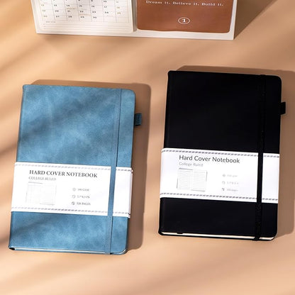 CAGIE 2 Pack Journals Notebooks for Women Men Leather Journals for Writing Hardcover A5 Journaling Notebooks Thick Journal Supplies Diary, Black& Blue