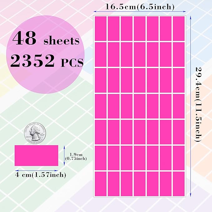 Rectangular Colored Label Stickers,1.57 x 0.75 Inch Color Coding Label,12 Colors Self-Adhesive Label,Colors Tags,Color Stickers for Inventory Organize, File Classification - 2352 Pack