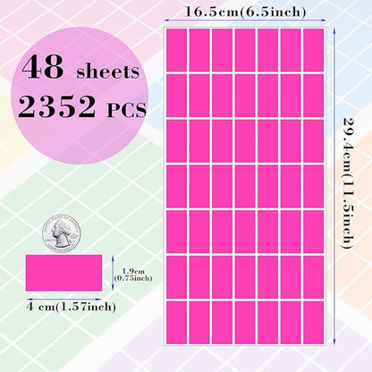 Rectangular Colored Label Stickers,1.57 x 0.75 Inch Color Coding Label,12 Colors Self-Adhesive Label,Colors Tags,Color Stickers for Inventory Organize, File Classification - 2352 Pack