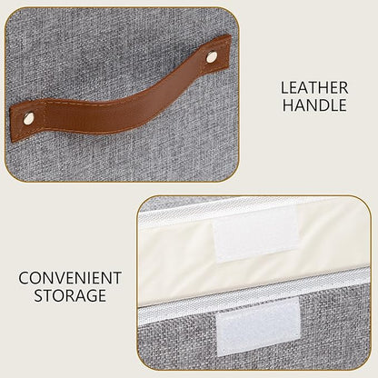 Yawinhe Collapsible Storage Boxes, Foldable Bin with Lids, Cube Clothes Organizer Basket with Handles, Grey, 13.0''Lx9.0''Wx7.9''H, 7-Pack, SNK024GS-7