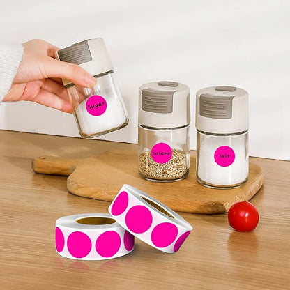 PARLAIM 1 Inch Round Color-Code Dot Stickers,10000per/10 Rolls dots Label Dispenser Box, Fluorescent Pink Circle Stickers Label for Office Home(Fluorescent Pink)