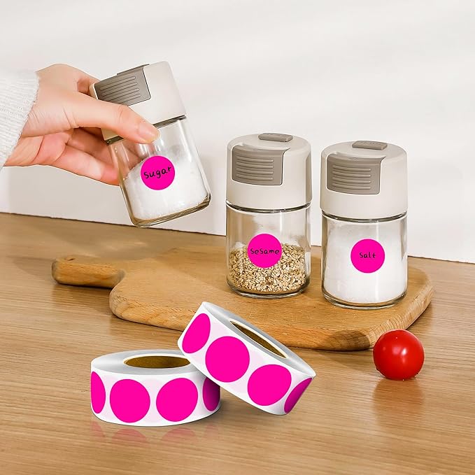 PARLAIM 4 Rolls 4000PCS 1 inch Round Color Coding Circle Dot Labels, 4000Pcs Color- Coding Label Sticker for Home Office Classroom (Fluorescent Pink)