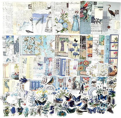 200PCS Vintage Scrapbooking Supplies Kit for Journaling, Scrapbook Sticker Paper Pack for for Bullet Journals Junk Journal Planners Aesthetic Cottagecore Room Decor Wall Art Collage Album