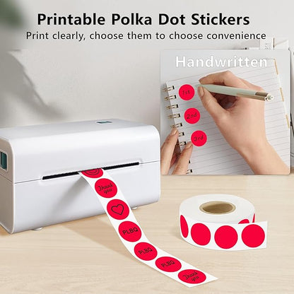 0.75 Inch Dot Stickers, 1000PCS 3/4" Round Thermal Printable Labels for Instant Organization, Color Coding Files, Tab Pages, Calendar Marking & Junk Journals,Red