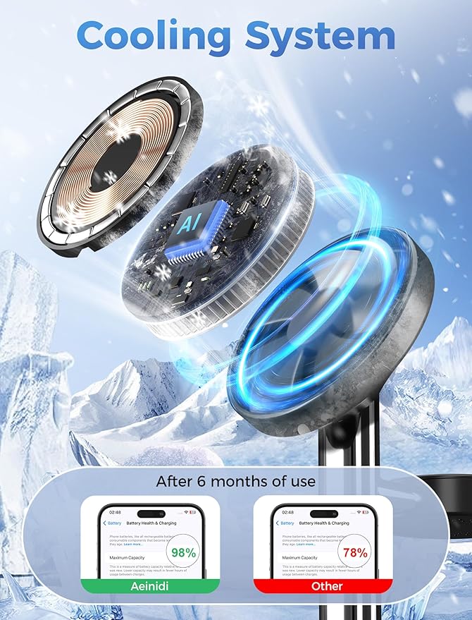 2026 3 in 1 Wireless Charging Station Compatible with MagSafe, 15W Fast Magnetic Mag-Safe Charger Stand for Apple iPhone 17 16 15 14 13 12 Series iWatch AirPods Pro 4 3 2, SilverBlack