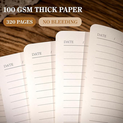 CAGIE Lined Journal Notebook for Men Women 320 Pages Leather Journals for Writing A5 Thick Hardcover Journaling Notebooks for Work Note Taking Diary, 5.7x8.3 in, Dark Brown