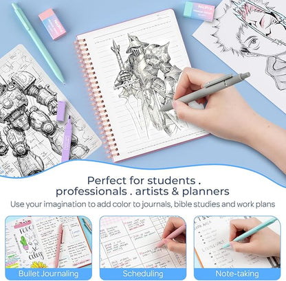 Nicpro 50PCS Cute Spiral Notebook Stationary Set For Women, Bible Journal Set, 3PCS A5 Spiral Notebook, Gel Pens, Sticky Notes & Tabs, Gift Box, Mechanical Pencils for Study Aesthetic School Supplies